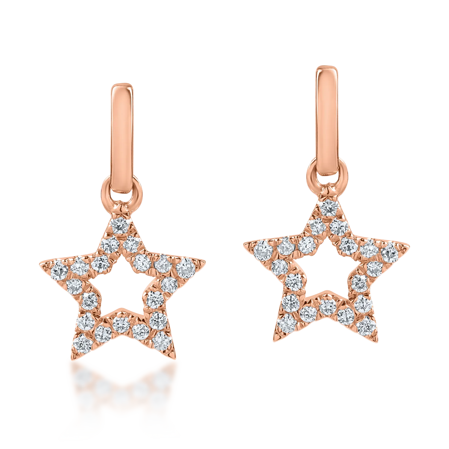 Cercei stelute din aur roz cu diamante de 0.12ct-171903