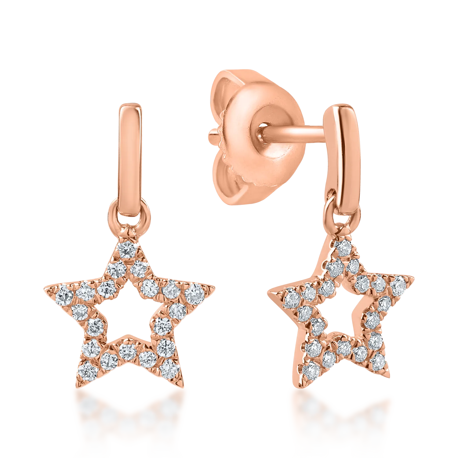 Teilor Cercei stelute din aur roz cu diamante de 0.12ct