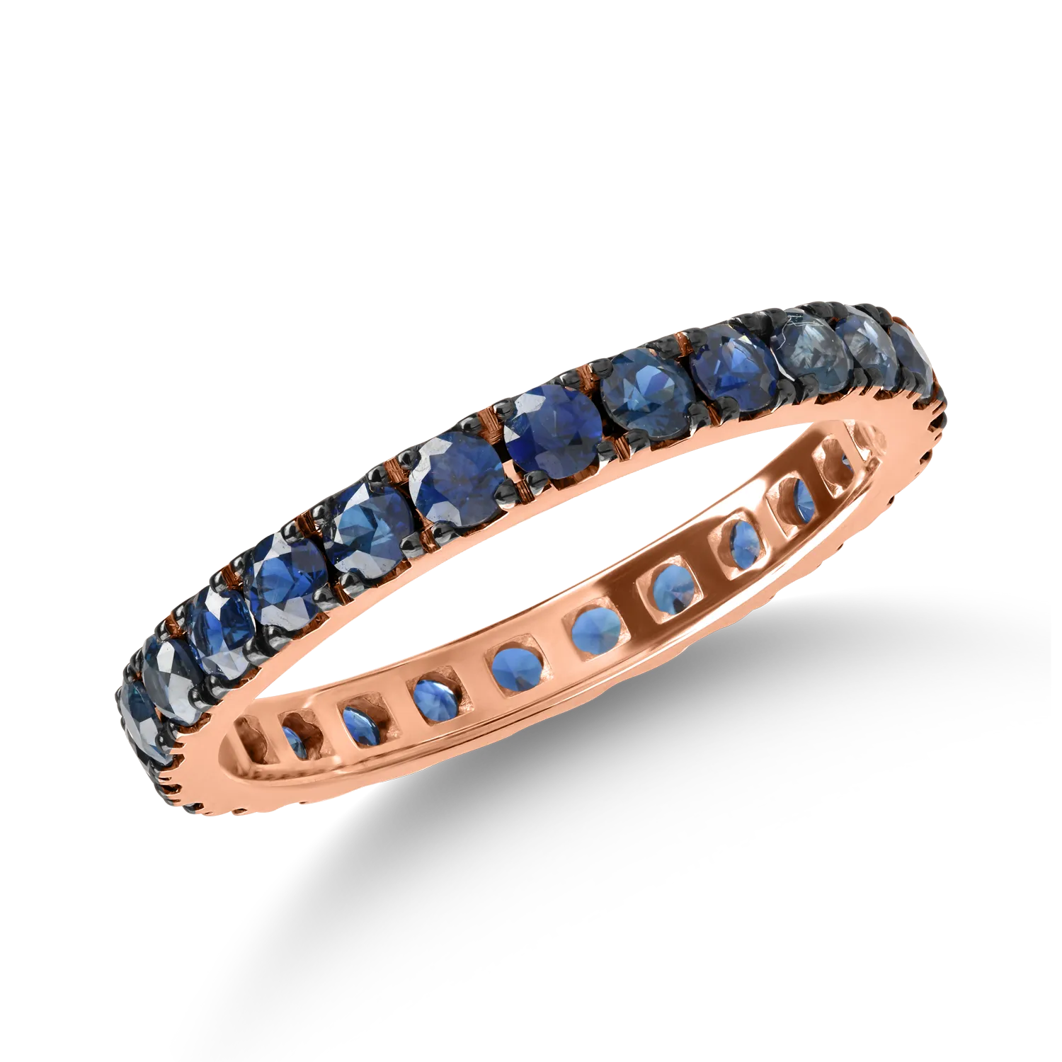 Eternity ring in rose gold with 1.44ct sapphires