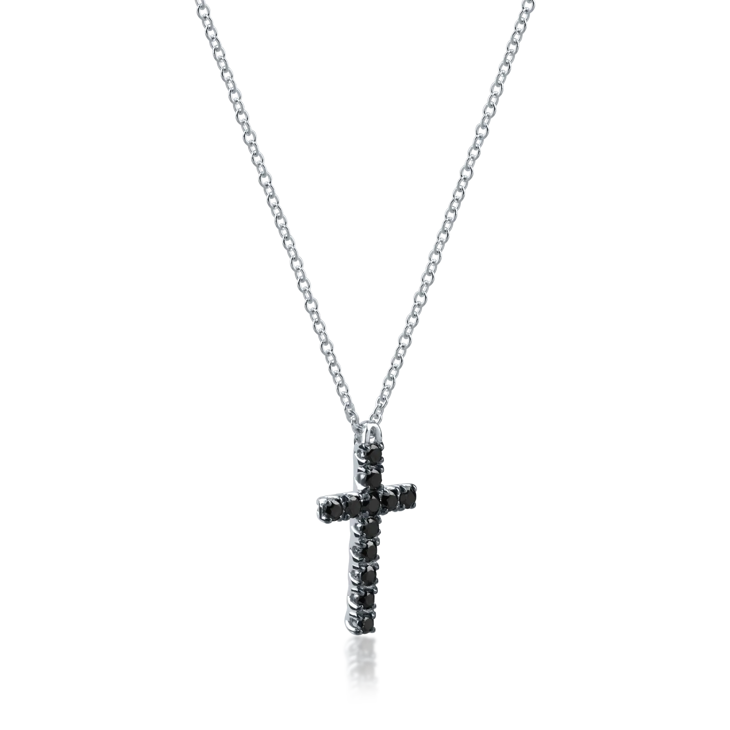 White gold cross pendant necklace with 0.28ct black diamonds