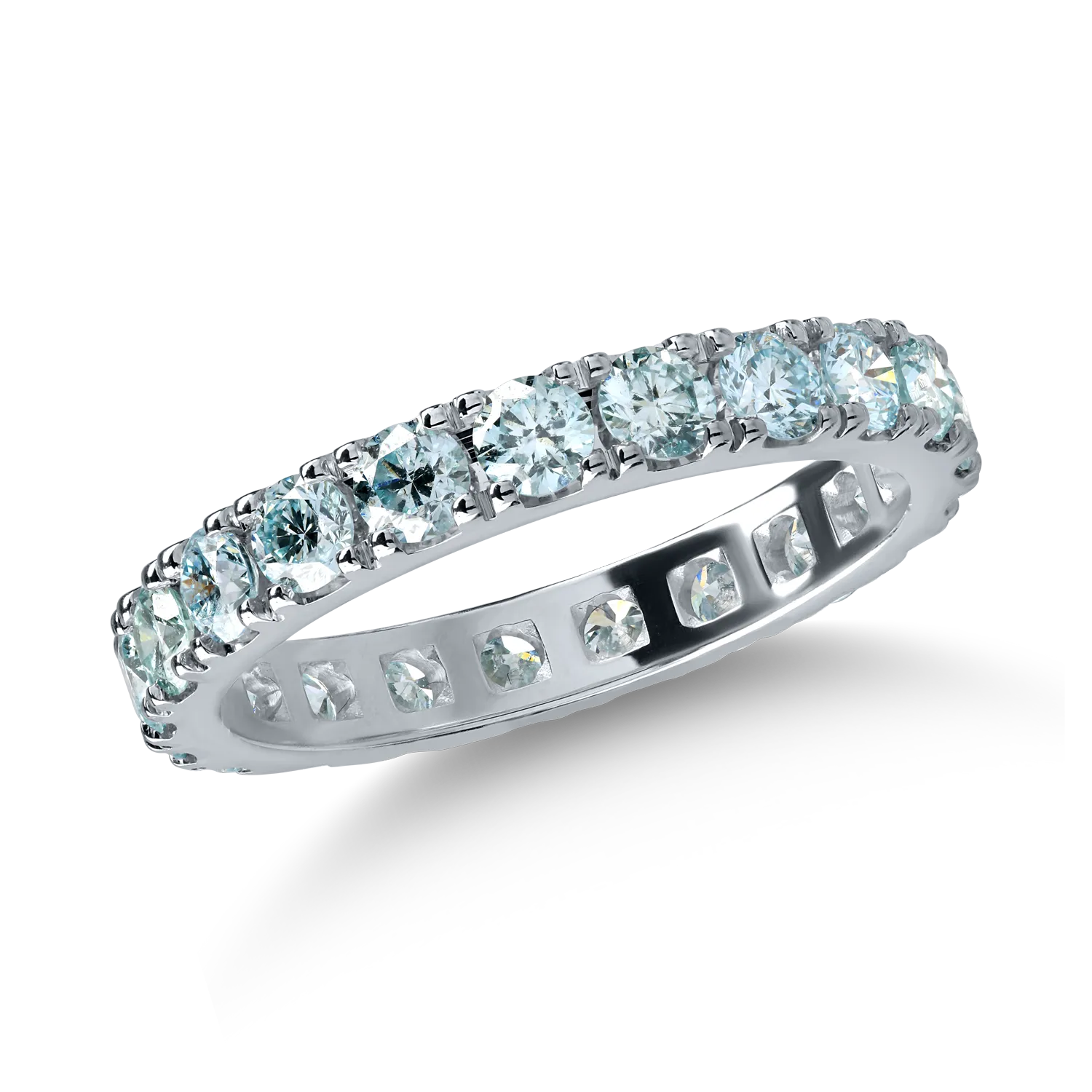 Eternity ring in white gold with 1.75ct ice-blue diamonds