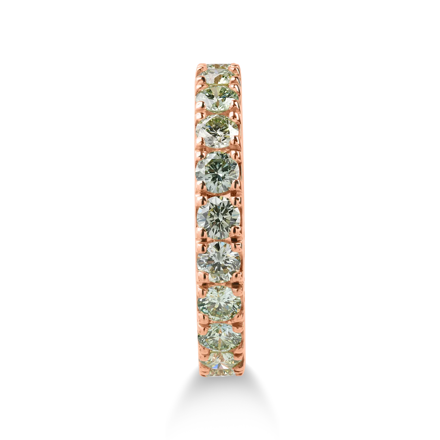 Inel eternity din aur roz cu diamante verzi de 1.82ct