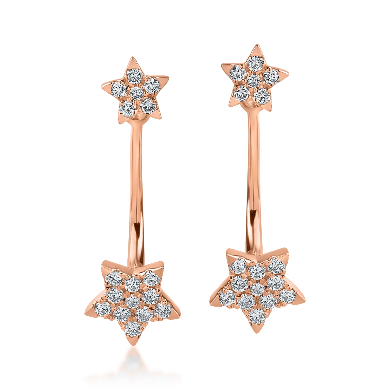 Cercei stelute on ear din aur roz cu diamante de 0.34ct-171916