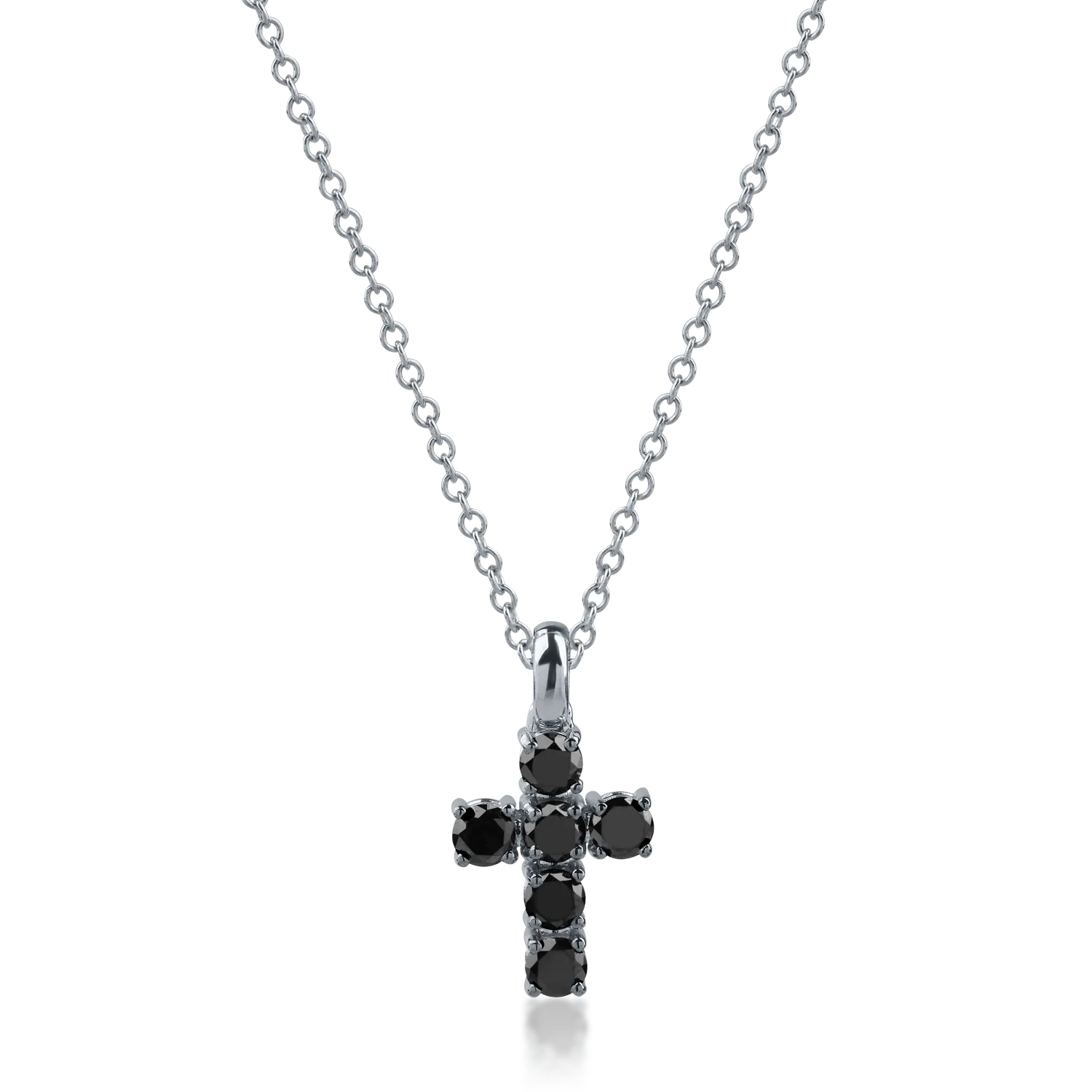 White gold cross pendant necklace with 0.62ct black diamonds