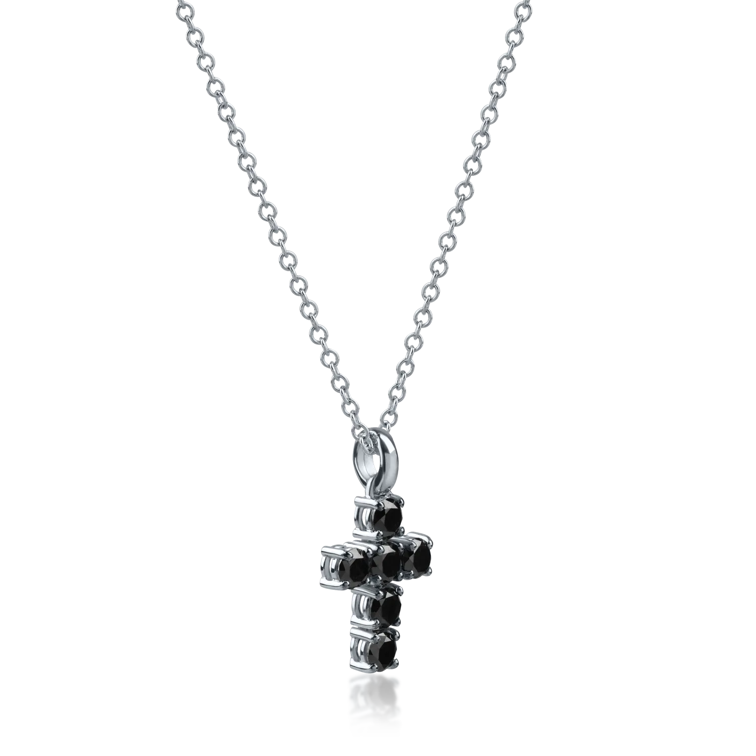 White gold cross pendant necklace with 0.62ct black diamonds