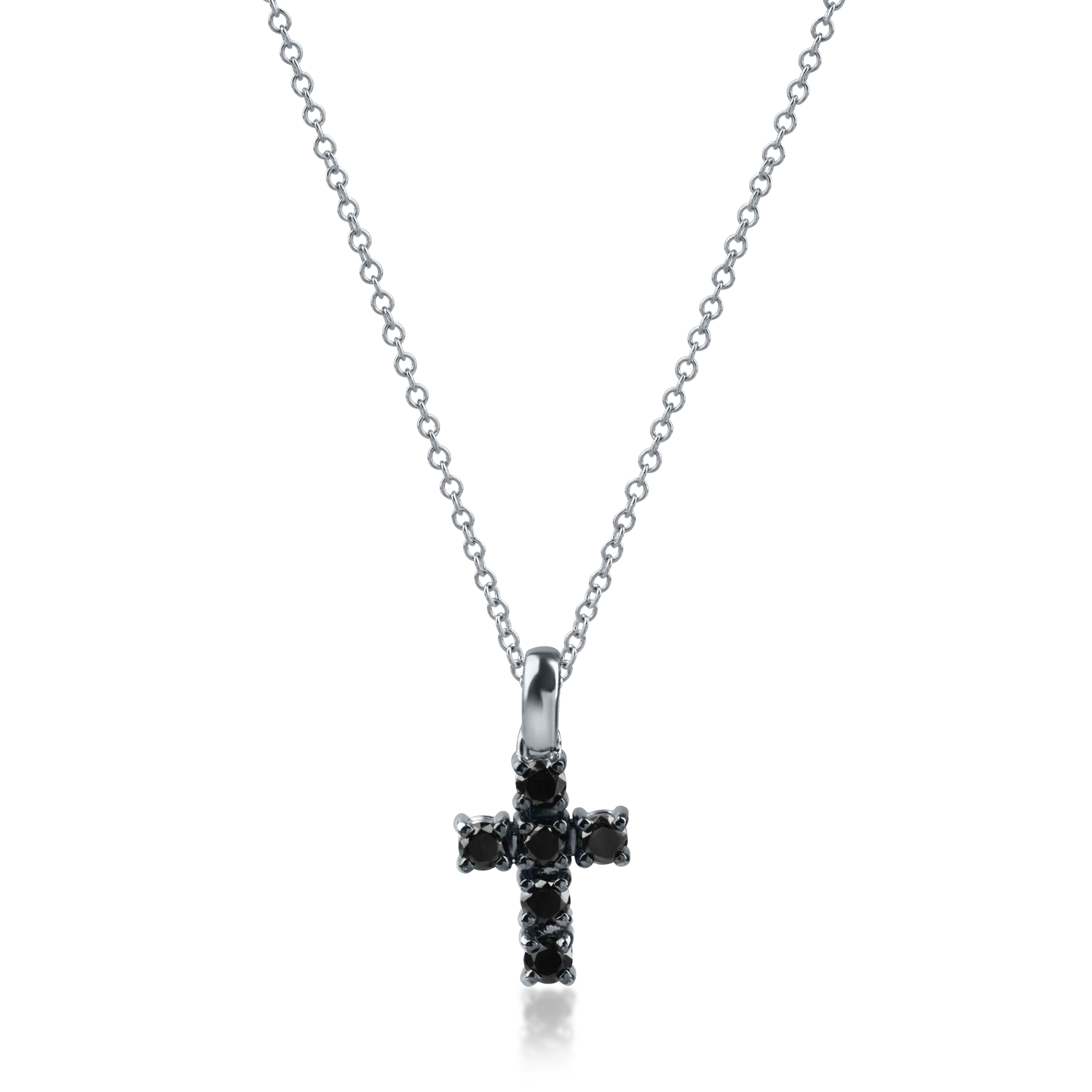 White gold cross pendant necklace with 0.31ct black diamonds