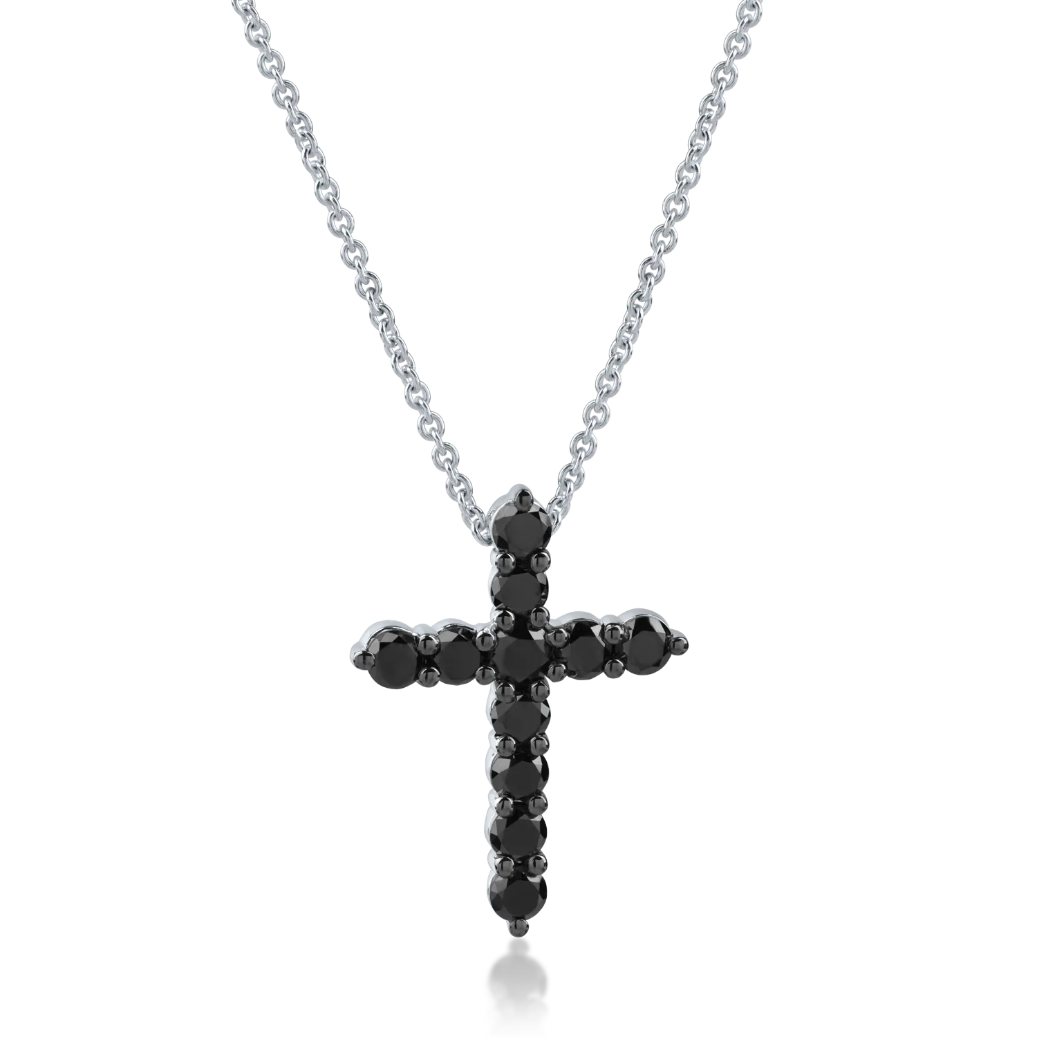 White gold cross pendant necklace with 1.36ct black diamonds-171918