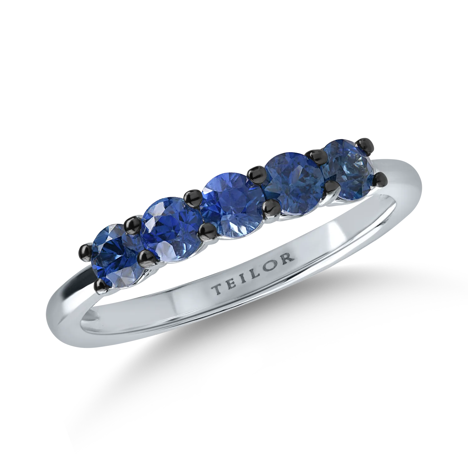 Half eternity ring in white gold with 0.8ct sapphires