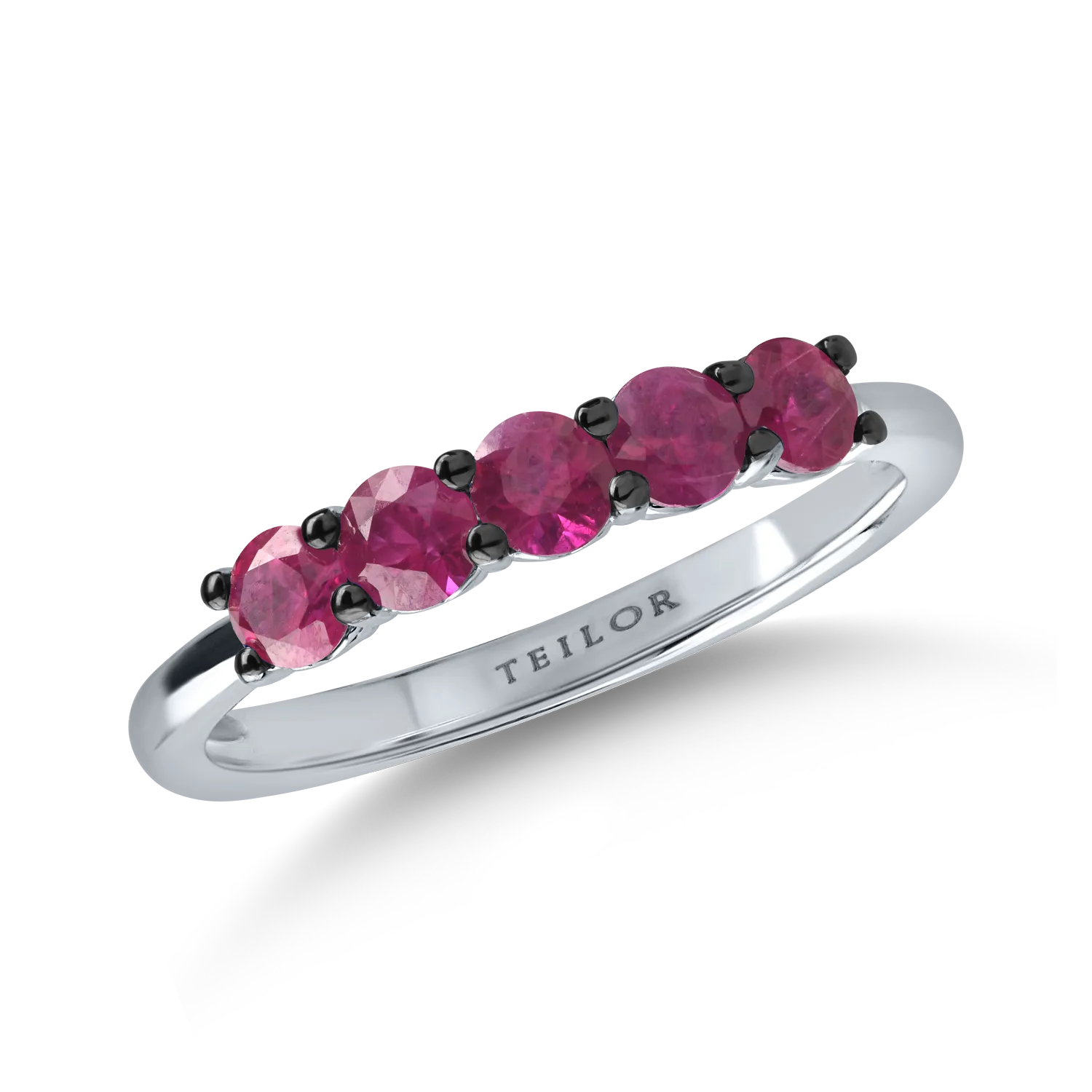 Half eternity ring in white gold with 0.8ct rubies