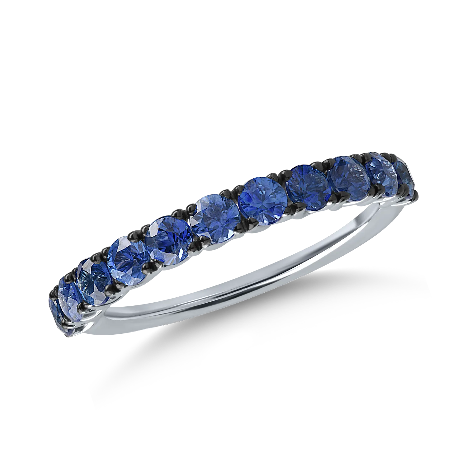 Half eternity ring in white gold with 1.28ct sapphires