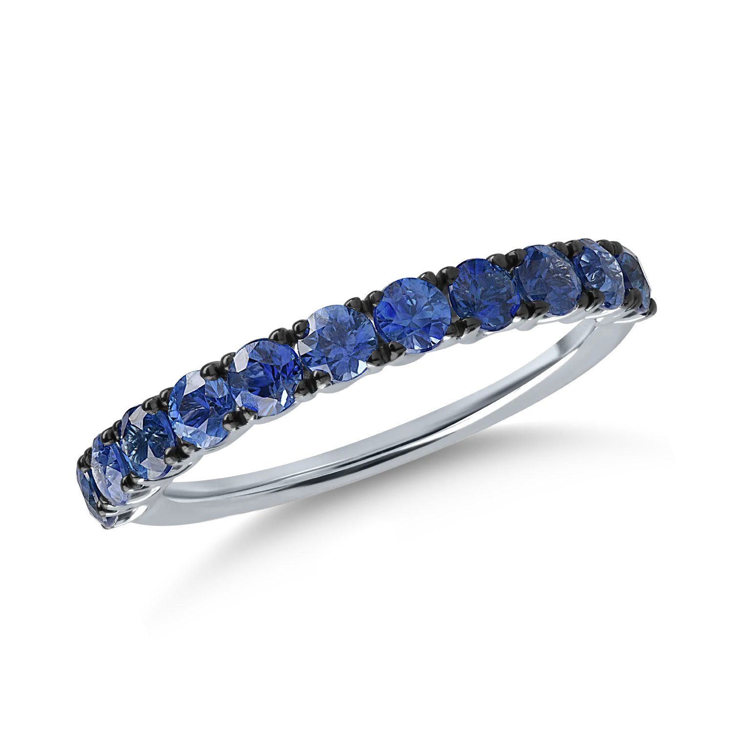Half eternity ring in white gold with 1.28ct sapphires-171922