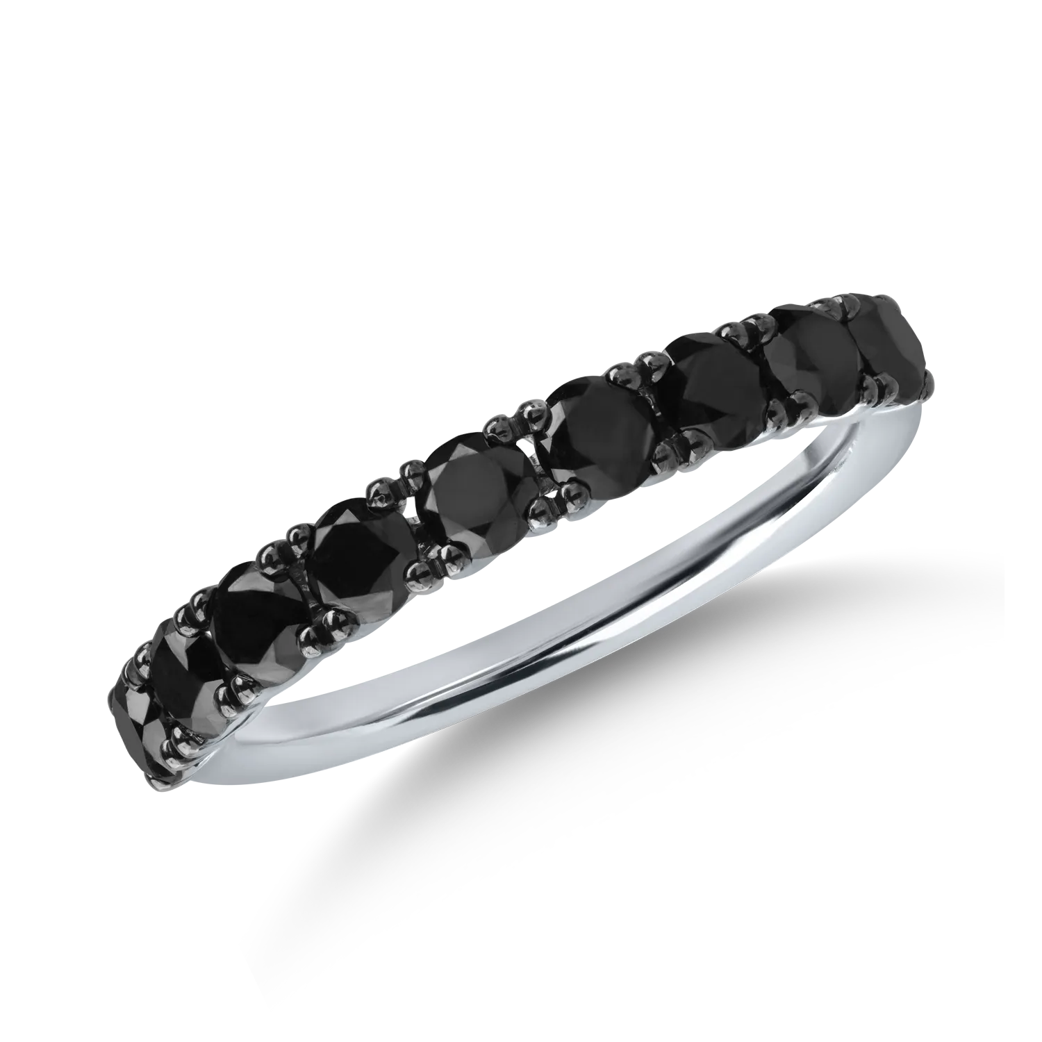 Inel semi eternity din aur alb cu diamante negre de 1.22ct