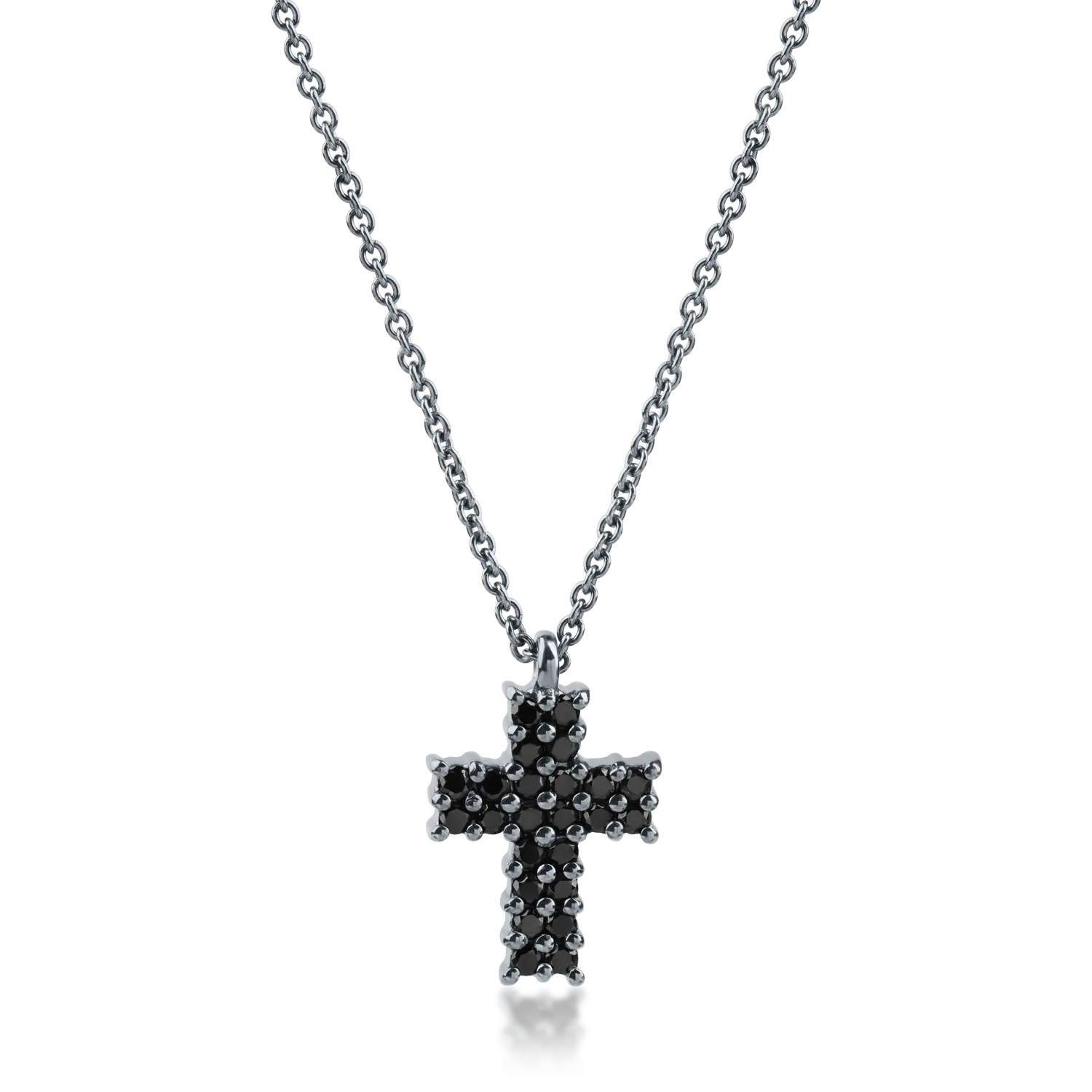 Black gold cross pendant necklace with 0.4ct black diamonds