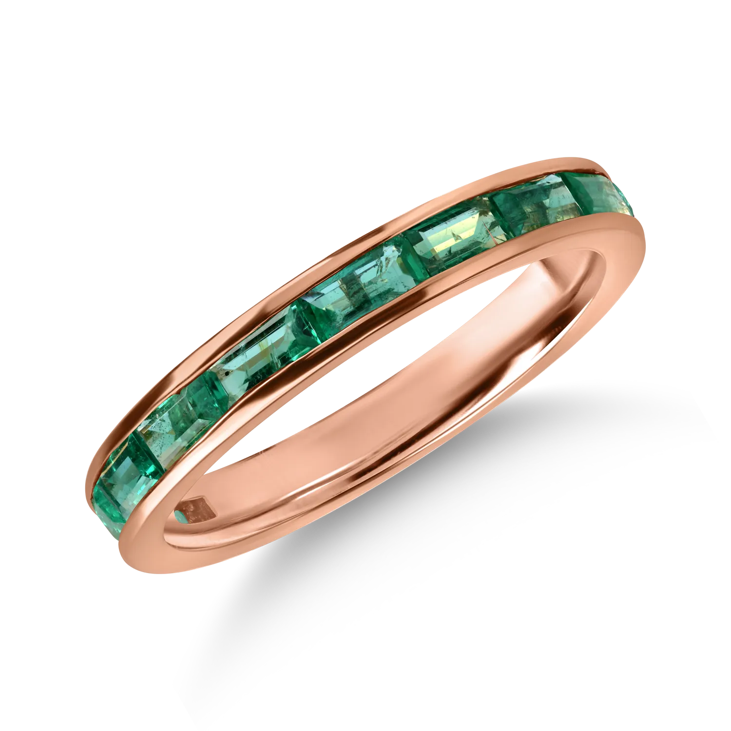 Teilor Inel semi eternity din aur roz cu smaralde baguette de 0.9ct