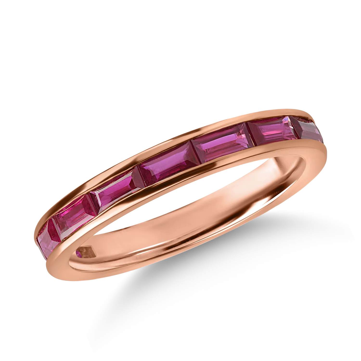 Half eternity ring in rose gold with 1.05ct rubies