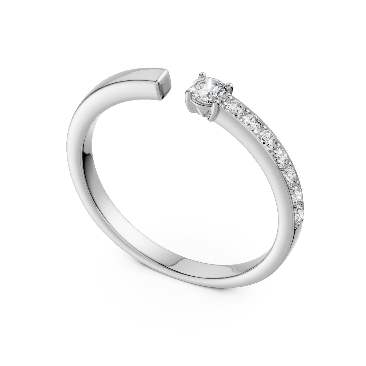 Half eternity open ring in white gold with 0.22ct diamonds