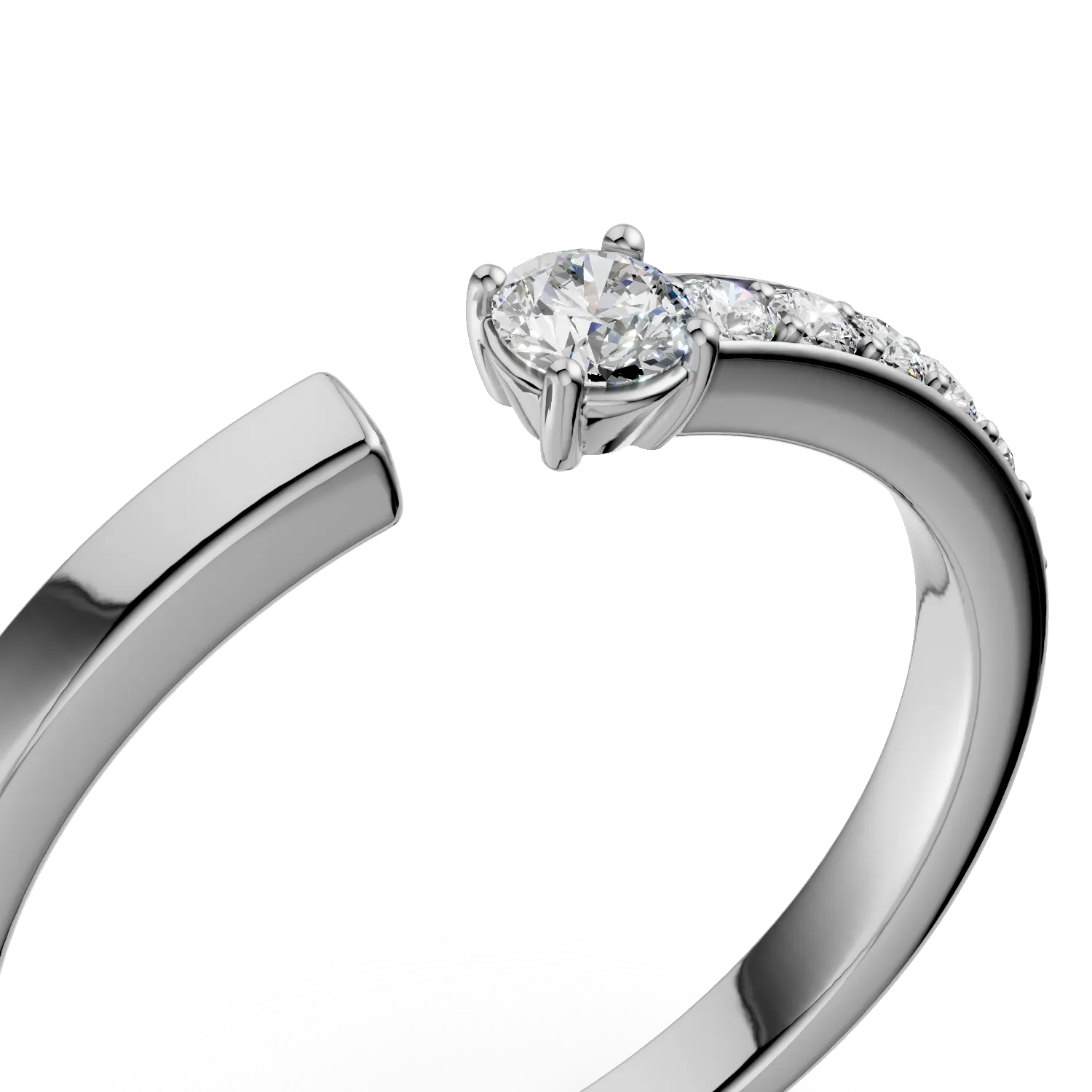Half eternity open ring in white gold with 0.22ct diamonds