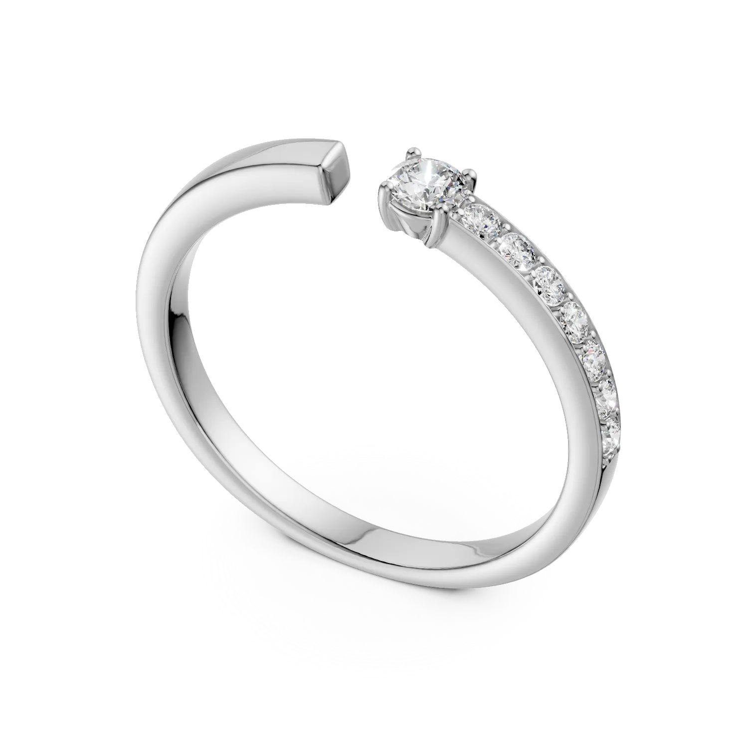 Fél örökkévalóság nyitott fehérarany gyűrű 0.22ct gyémántokkal
