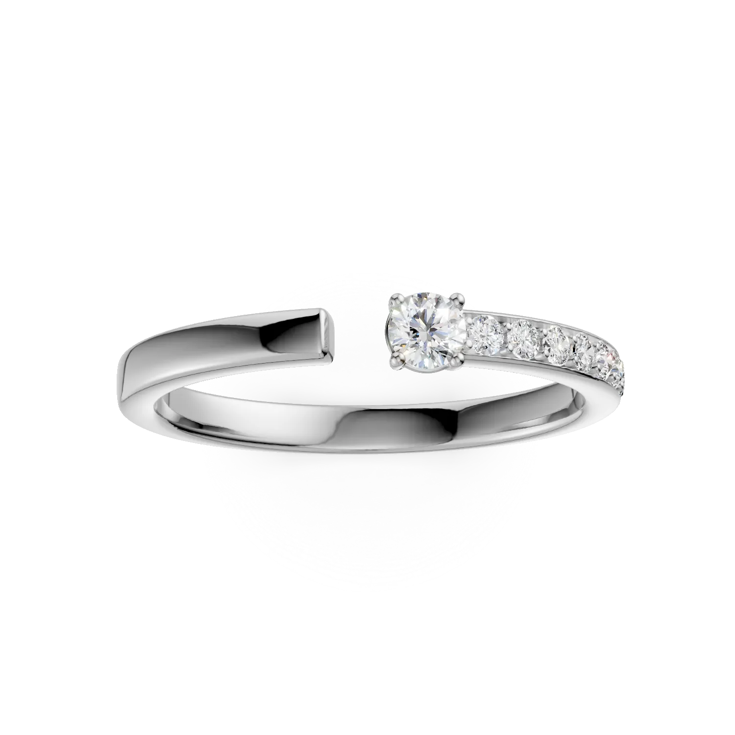 Fél örökkévalóság nyitott fehérarany gyűrű 0.22ct gyémántokkal