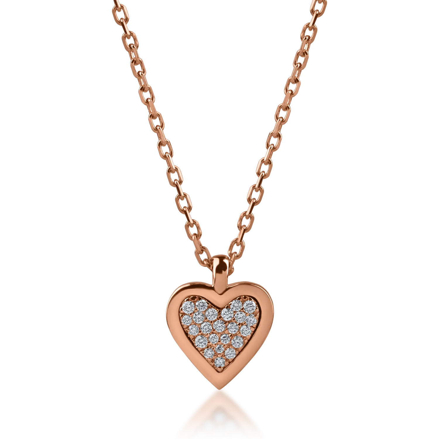 Naszyjnik w kształcie serca z różowego złota z diamentami o masie 0.13ct