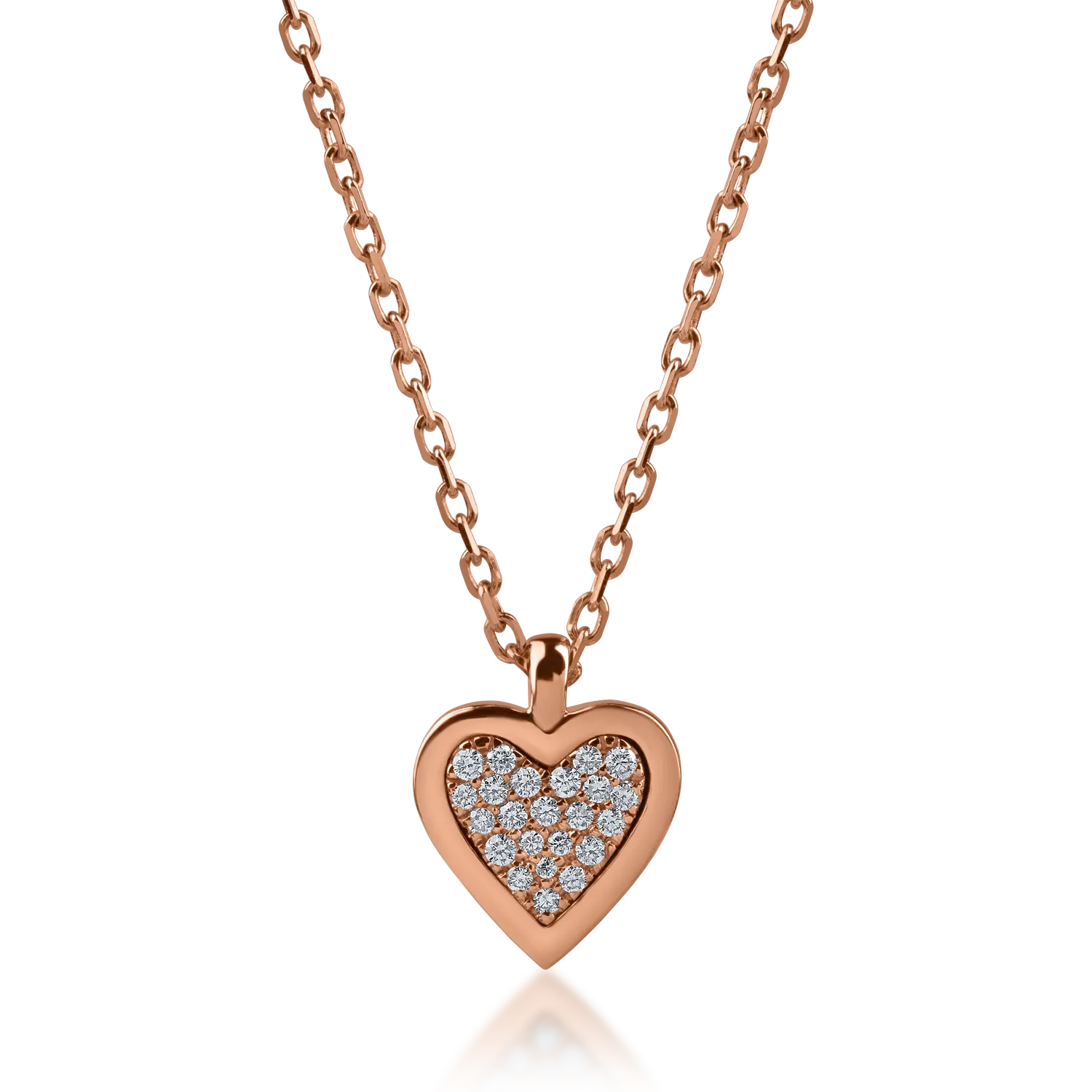 Rose gold heart pendant necklace with 0.13ct diamonds