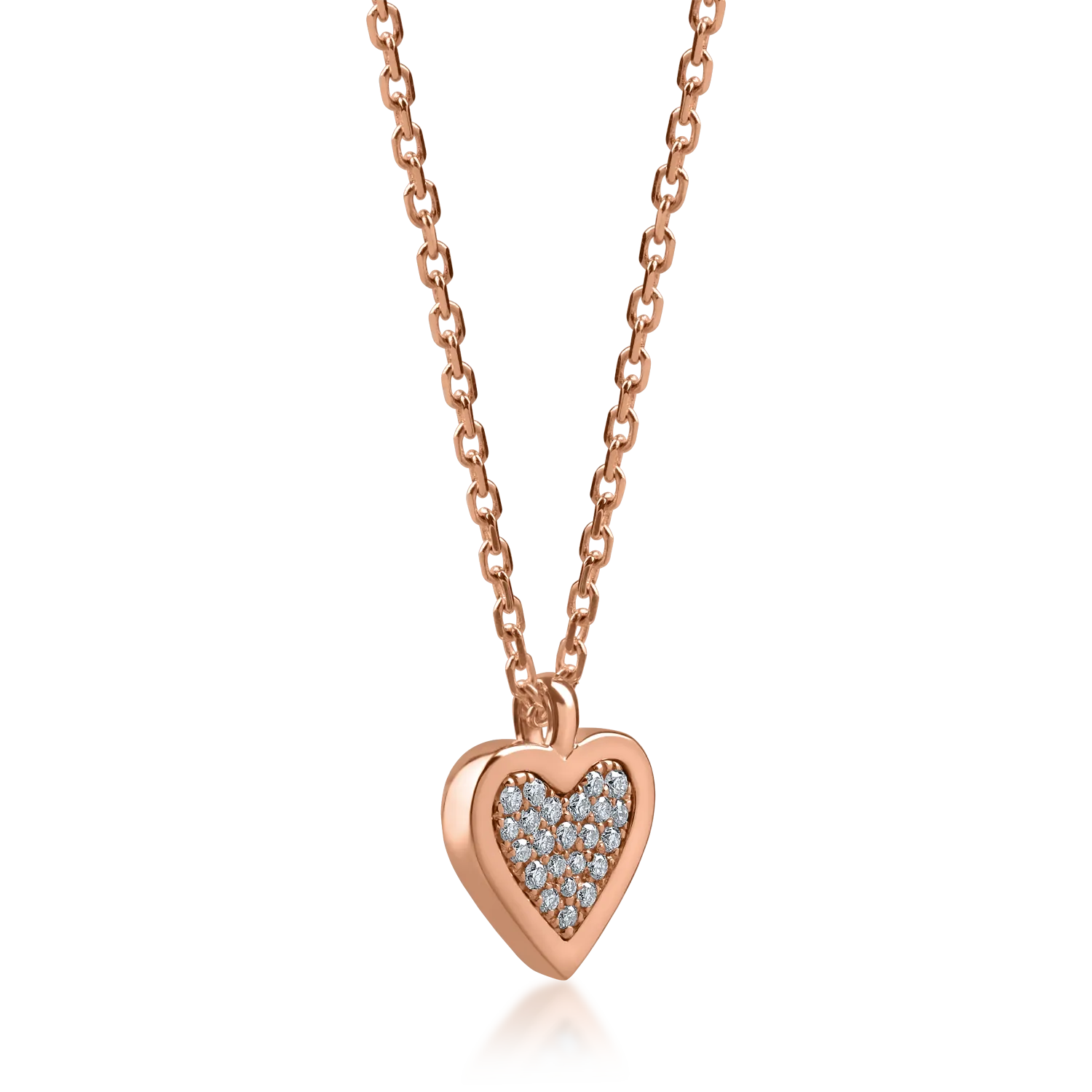 Rose gold heart pendant necklace with 0.13ct diamonds