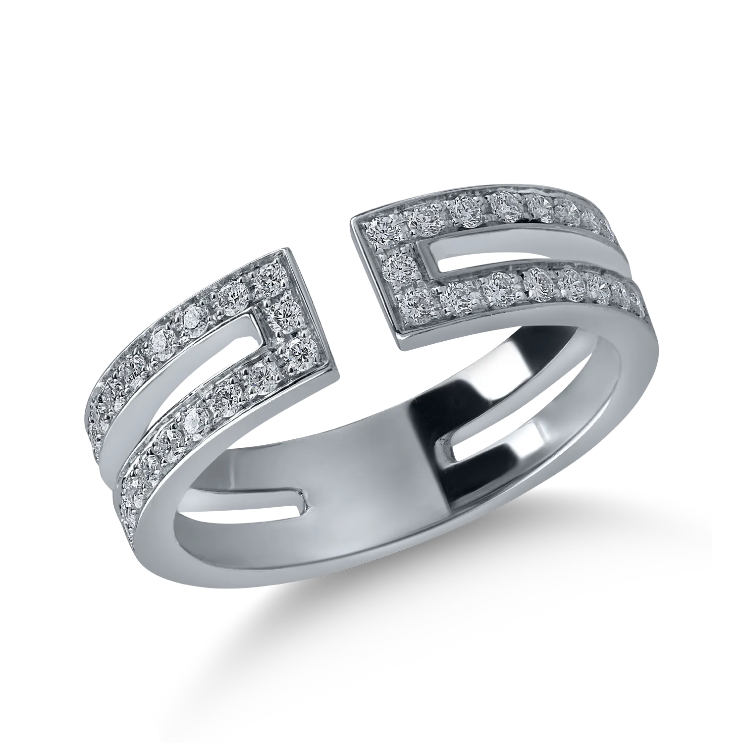 Отворен пръстен Half eternity от бяло злато с 0.32кт диаманти