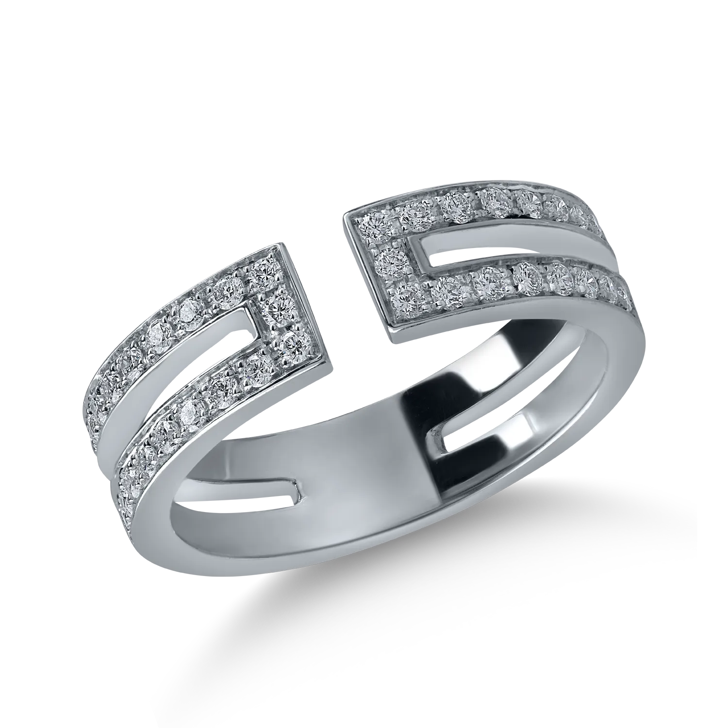 Inel semi eternity deschis din aur alb cu diamante de 0.32ct