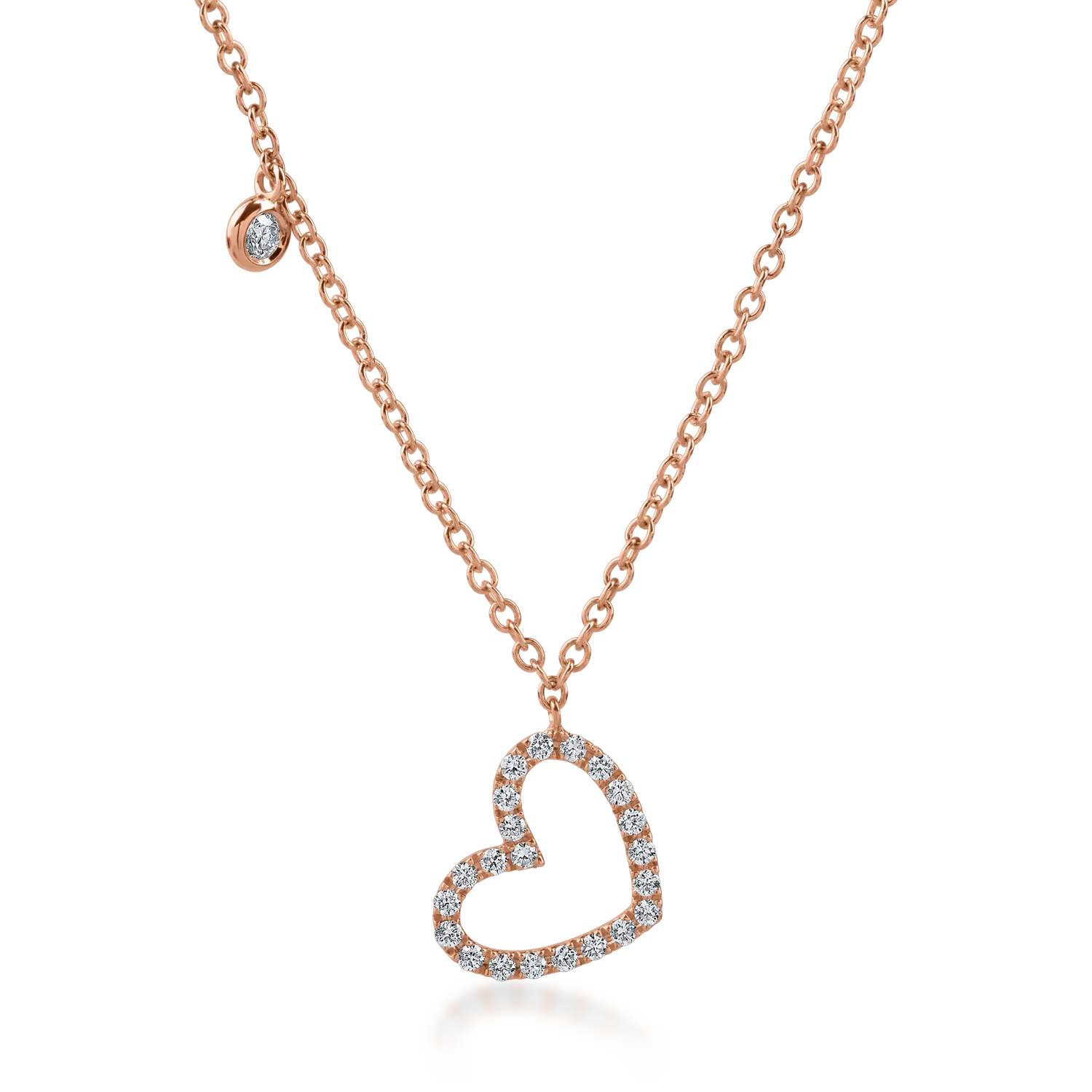 Rose gold heart pendant necklace with 0.18ct diamonds