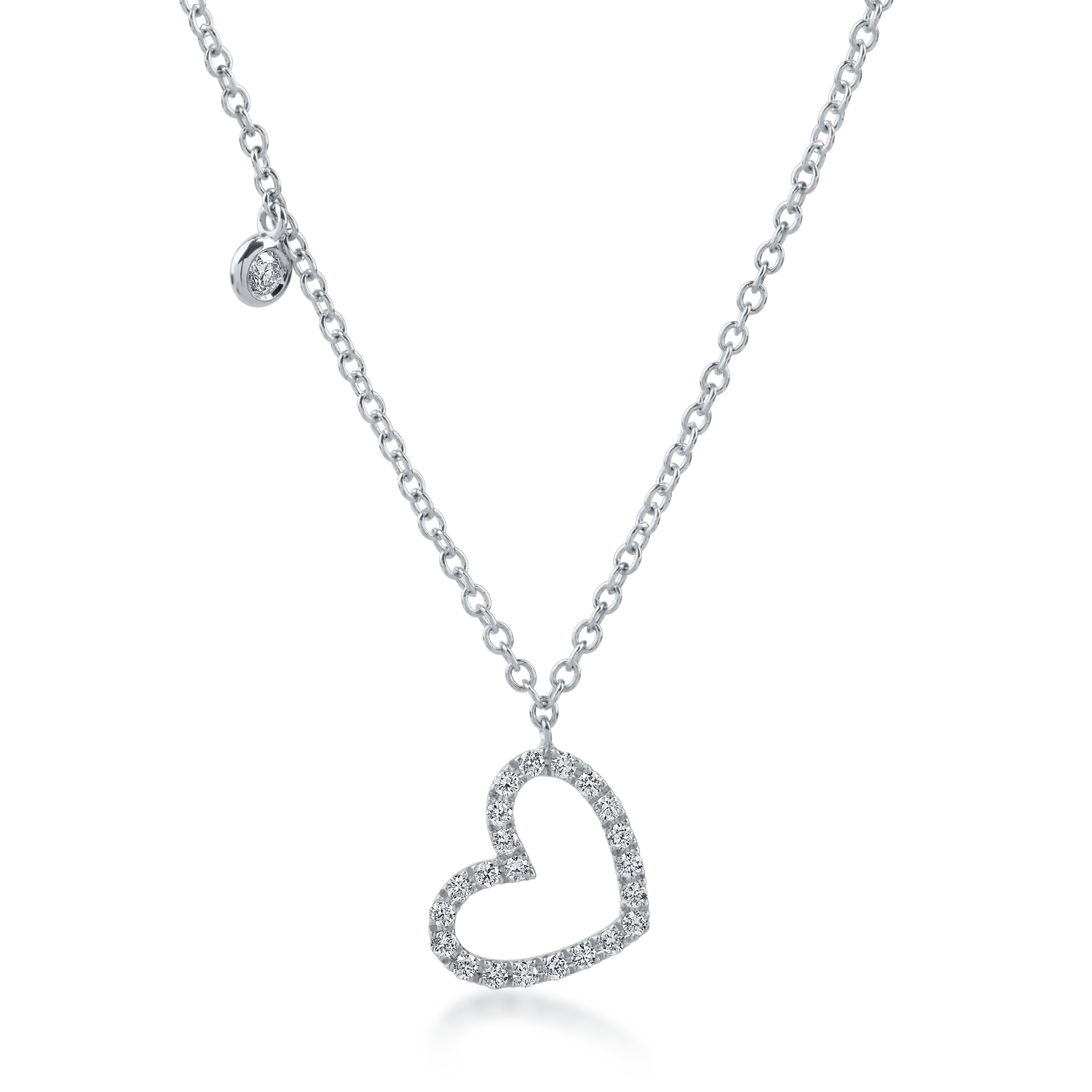 White gold heart pendant necklace with 0.18ct diamonds