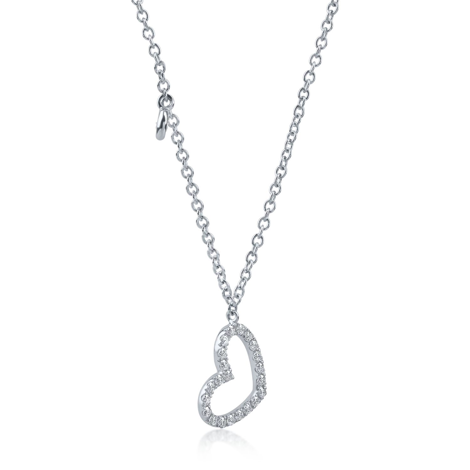 White gold heart pendant necklace with 0.18ct diamonds