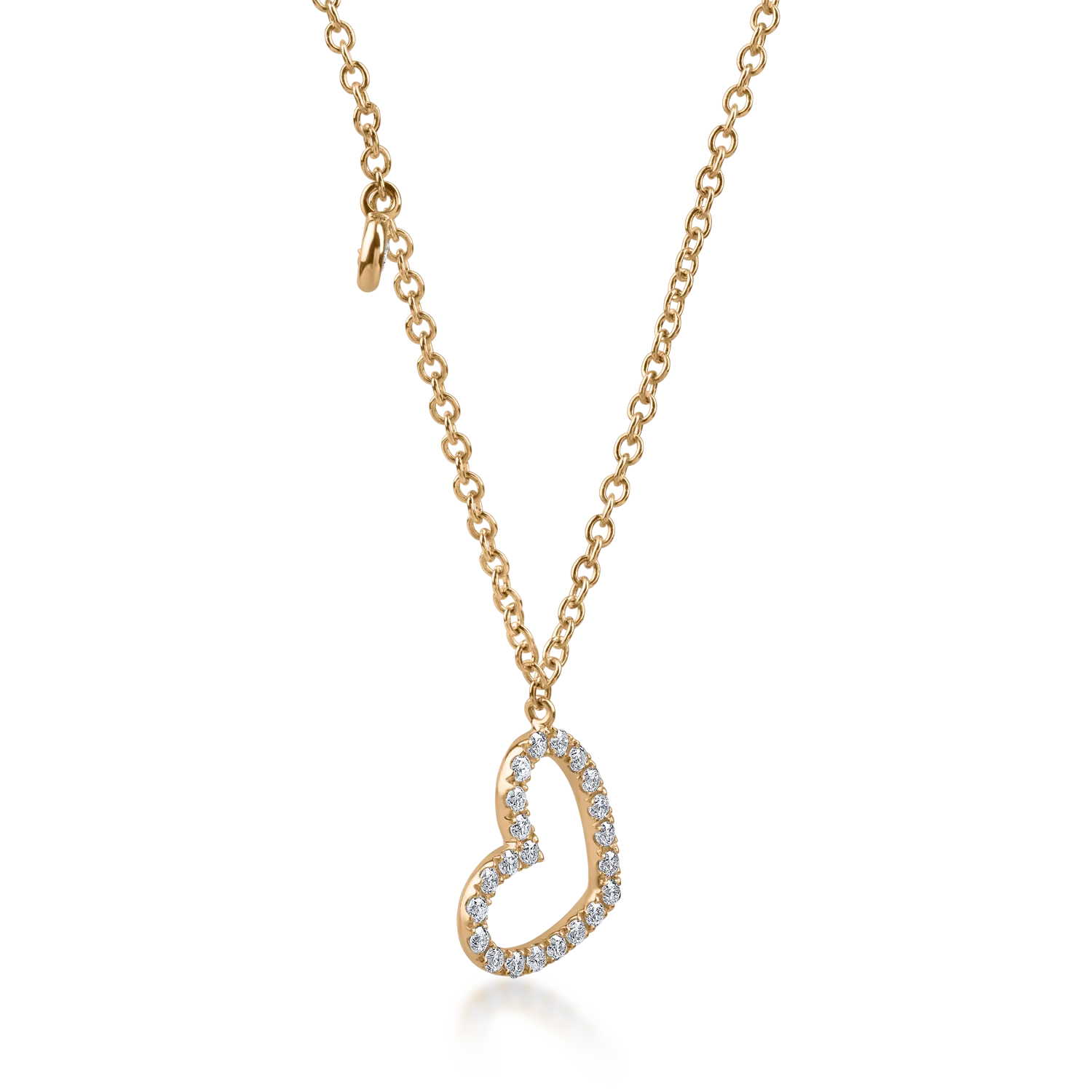Yellow gold heart pendant necklace with 0.18ct diamonds