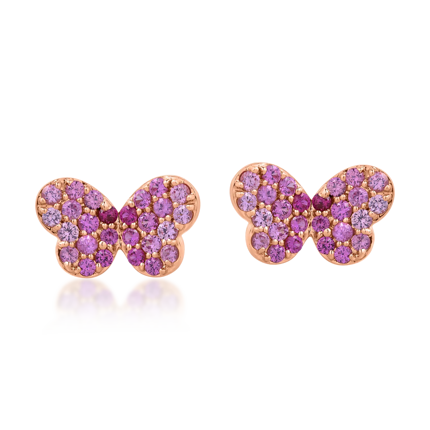 Rose gold butterflies earrings with 0.56ct pink sapphires