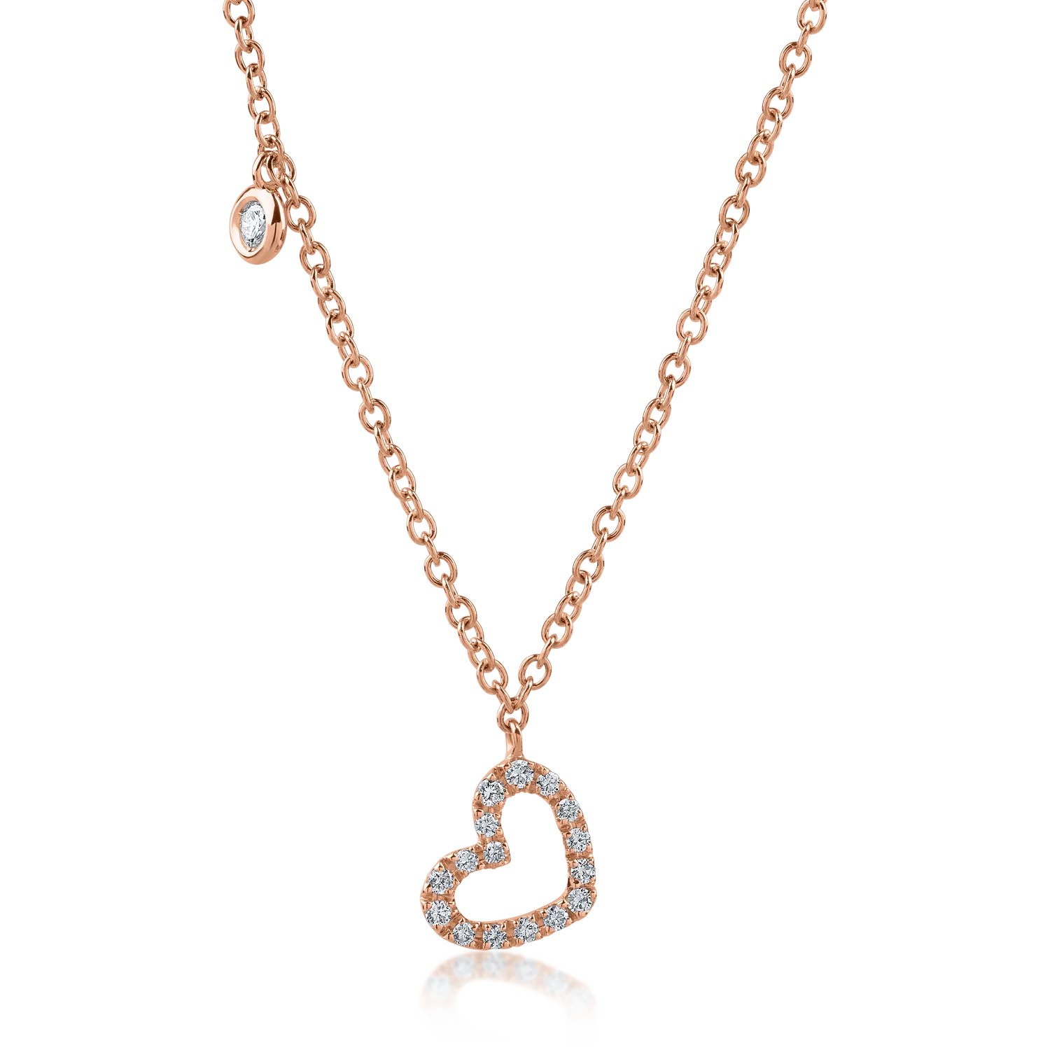 Rose gold heart pendant necklace with 0.11ct diamonds