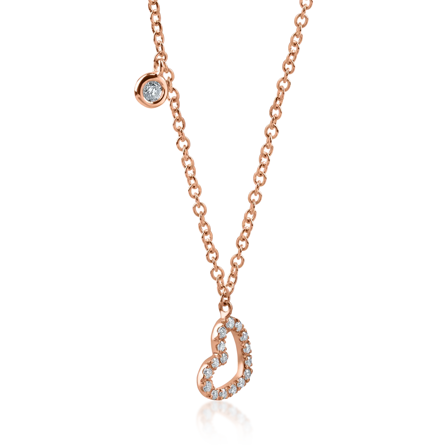 Rose gold heart pendant necklace with 0.11ct diamonds