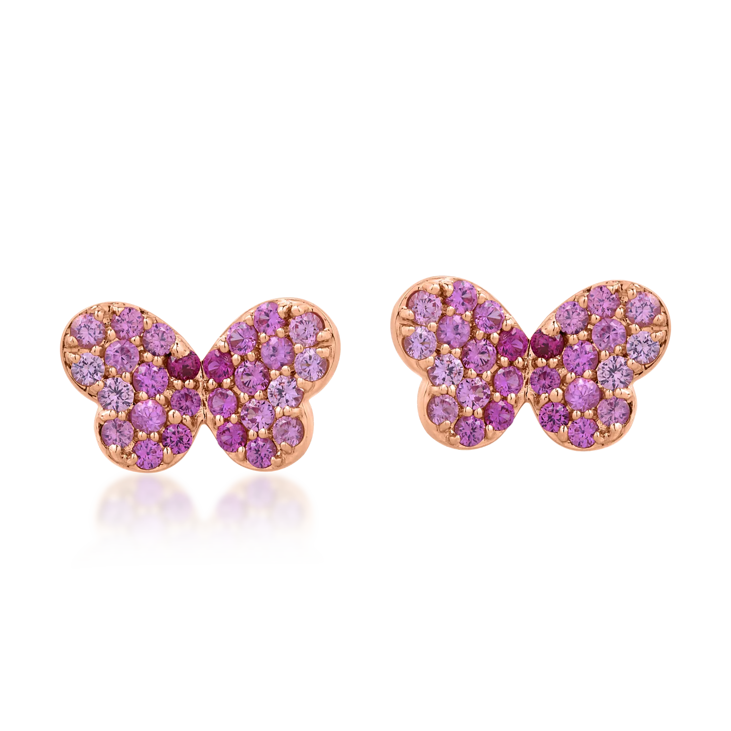 Обеци пеперуди от розово злато с 0.56кт розови сапфири