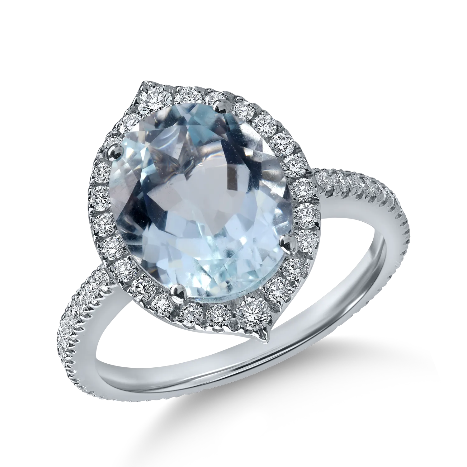 Fehérarany gyűrű 3.53ct akvamarinnal és 0.53ct gyémánttal