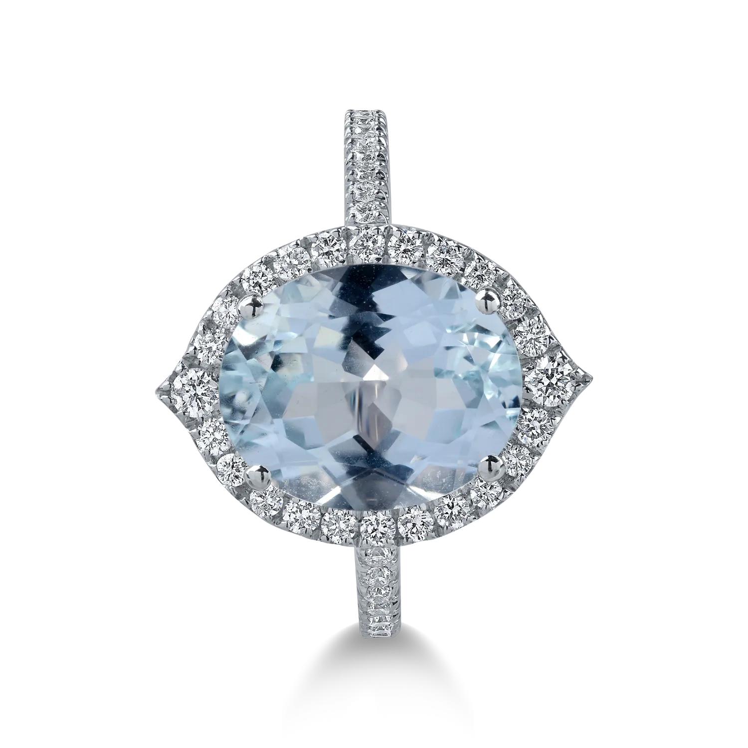 Inel din aur alb cu acvamarin oval de 3.5ct si diamante de 0.5ct - imagine 2