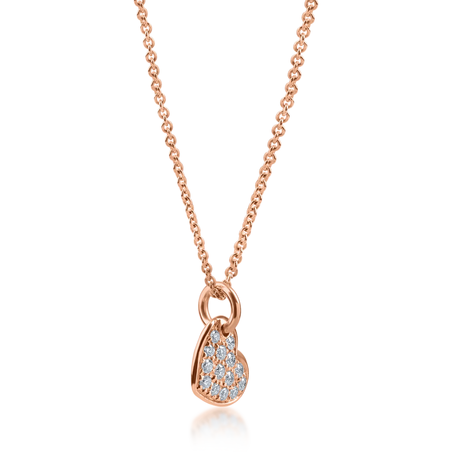 Naszyjnik w kształcie serca z różowego złota z diamentami o masie 0.16ct