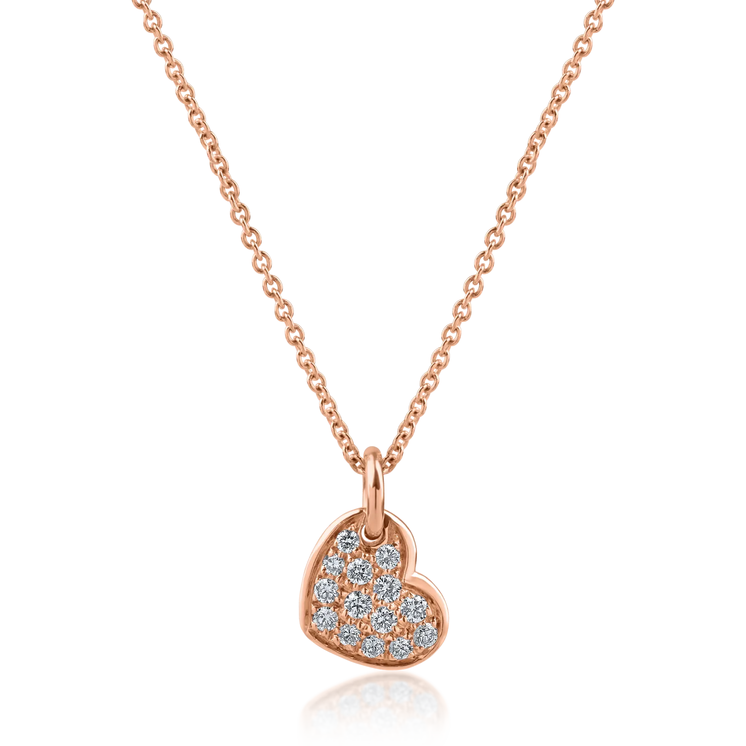 Teilor Lant cu pandantiv inima din aur roz cu diamante de 0.16ct