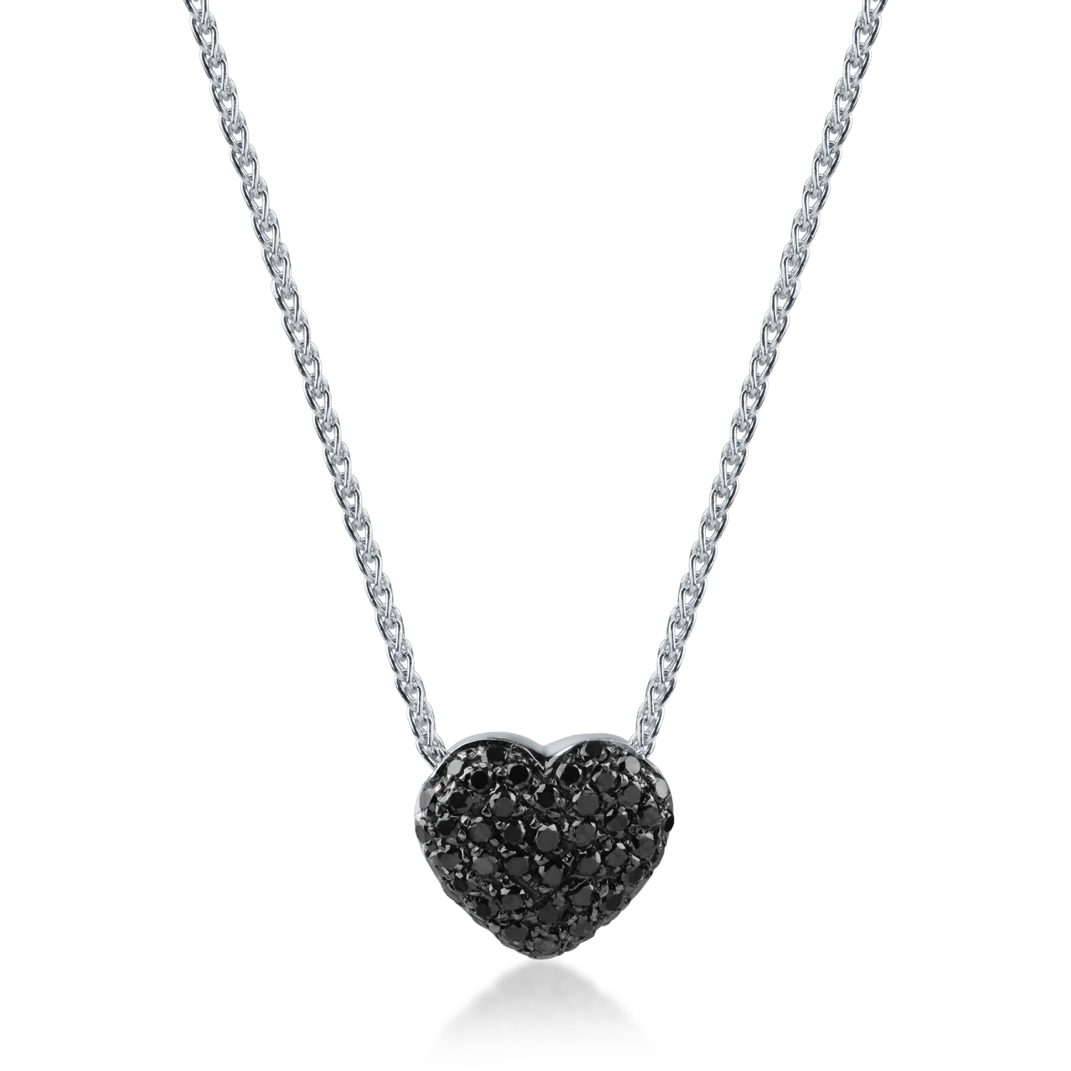 White gold heart pendant necklace with 0.54ct black diamonds
