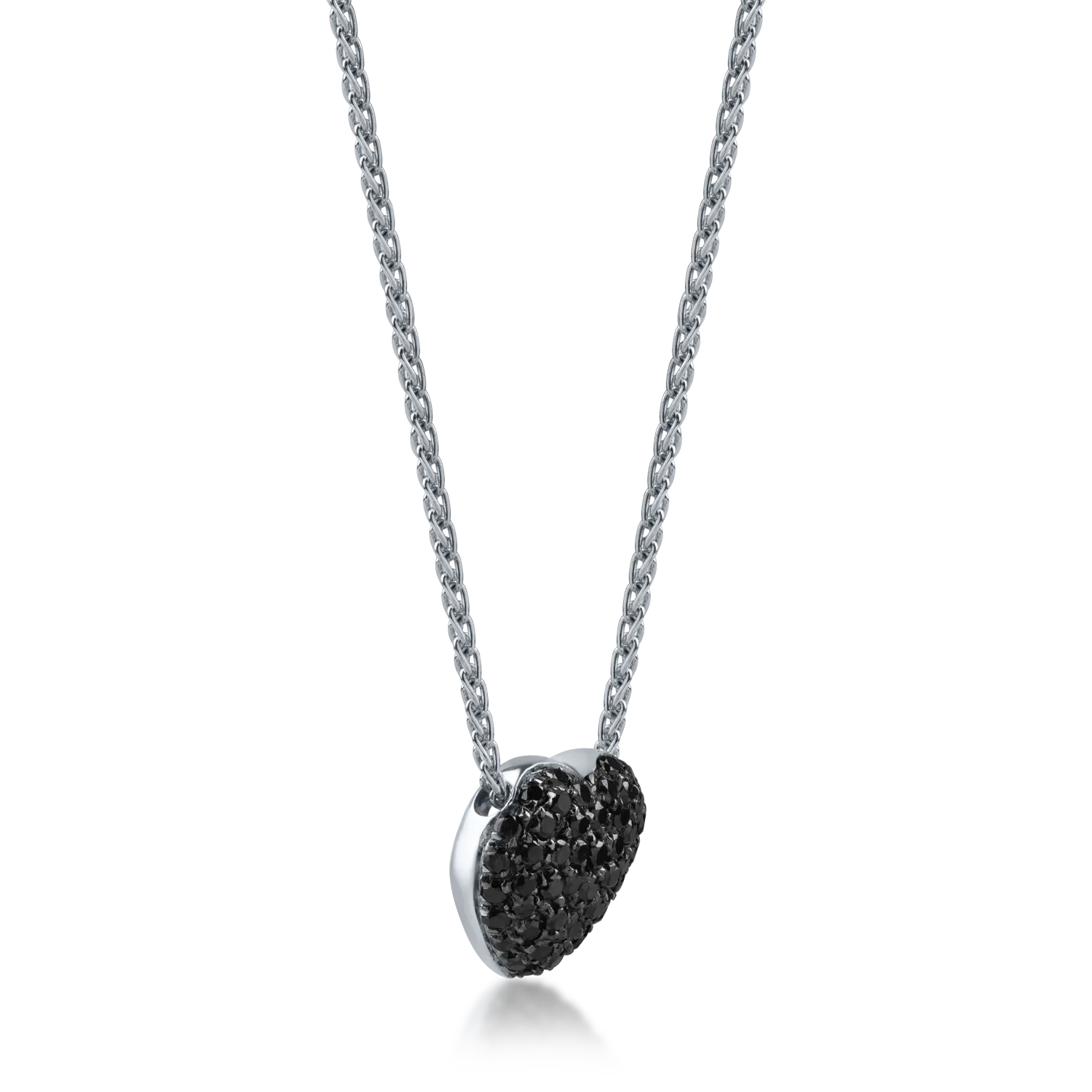 Fehérarany szívfüggő nyaklánc 0.54ct fekete gyémántokkal
