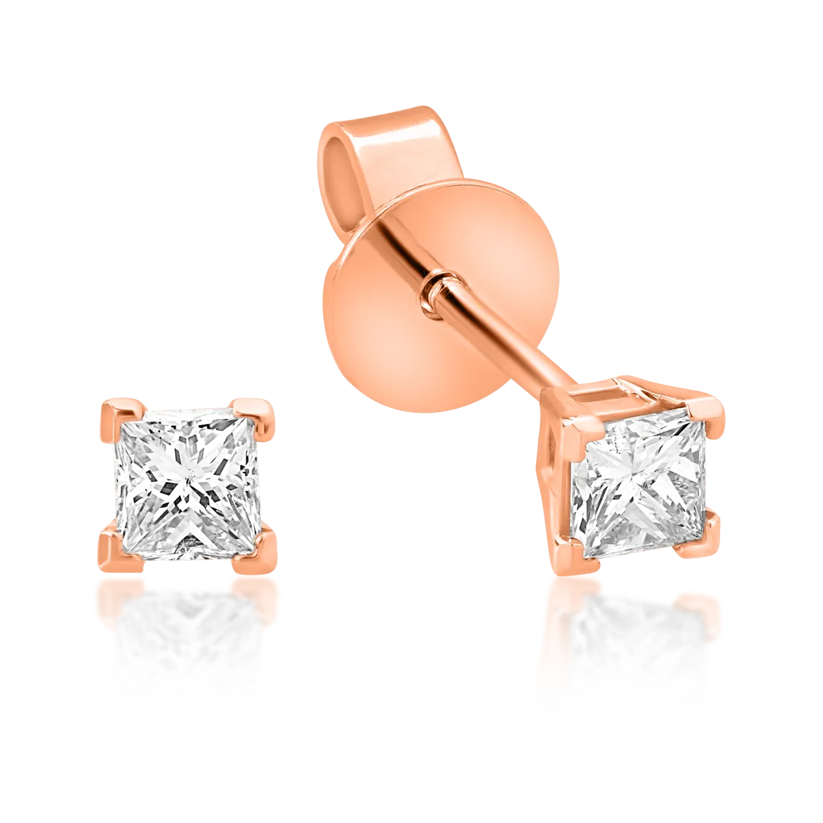 Minimalistyczne kolczyki z różowego złota z diamentami o masie 0.36ct