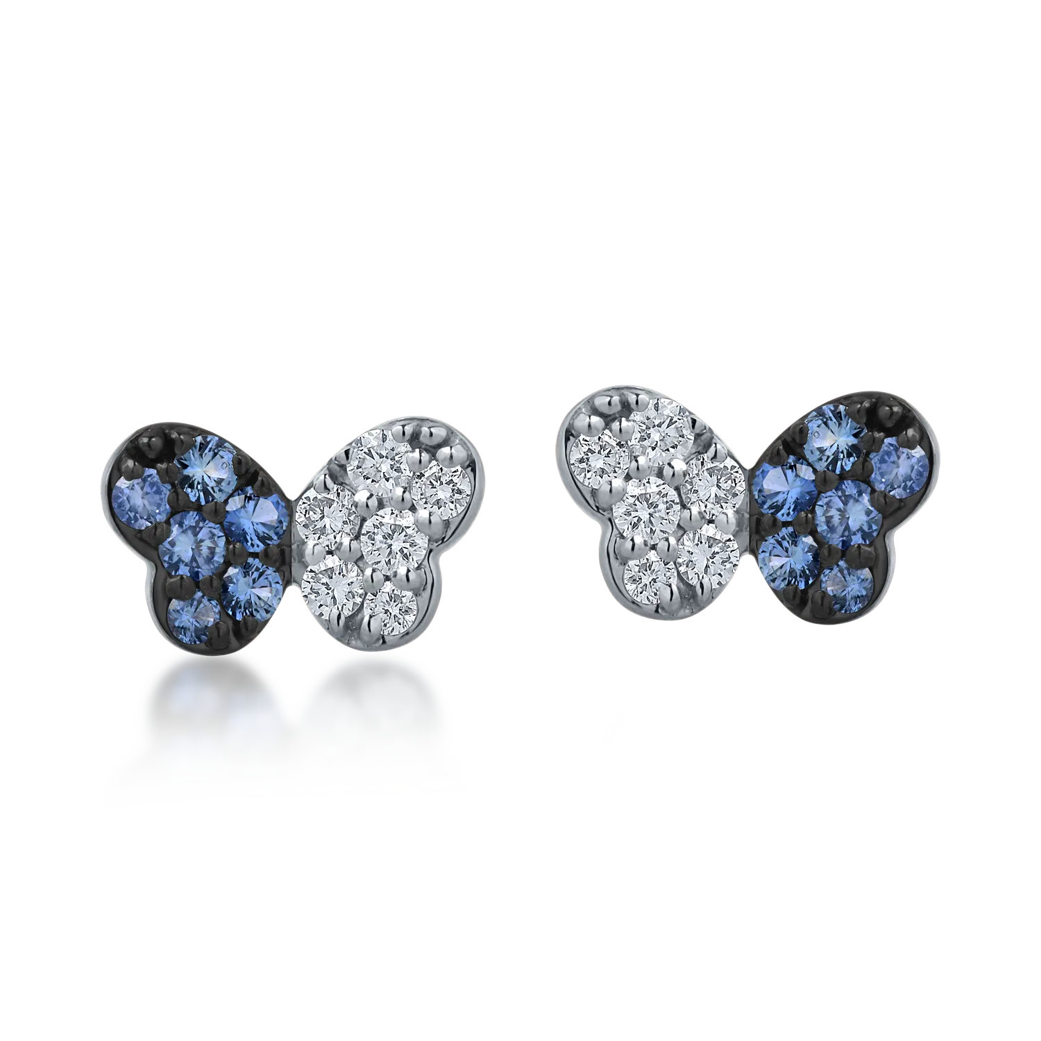 White gold butterflies earrings with 0.16ct sapphires and 0.14ct diamonds