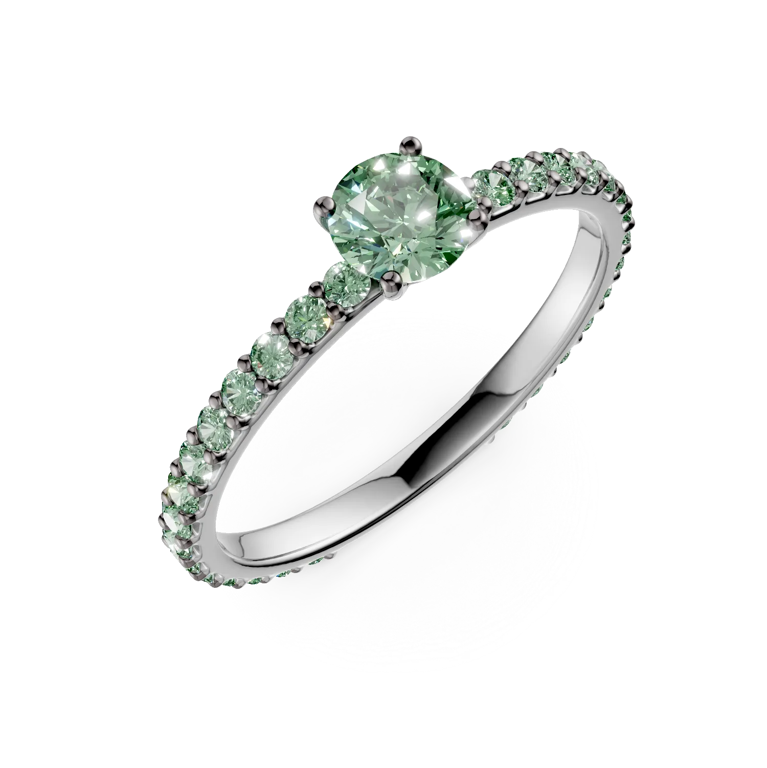 White gold engagement ring with 0.83ct emeralds