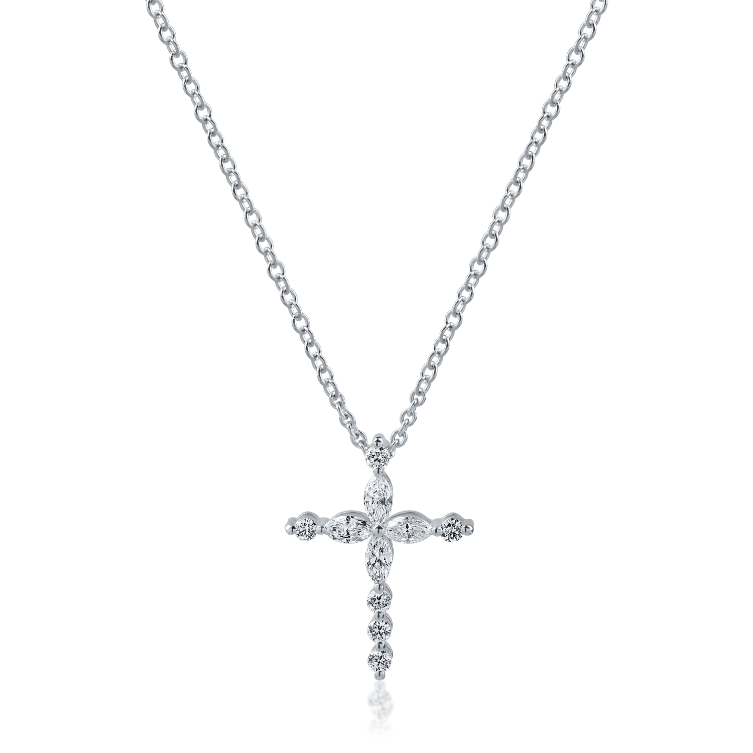 White gold cross pendant necklace with 0.3ct diamonds