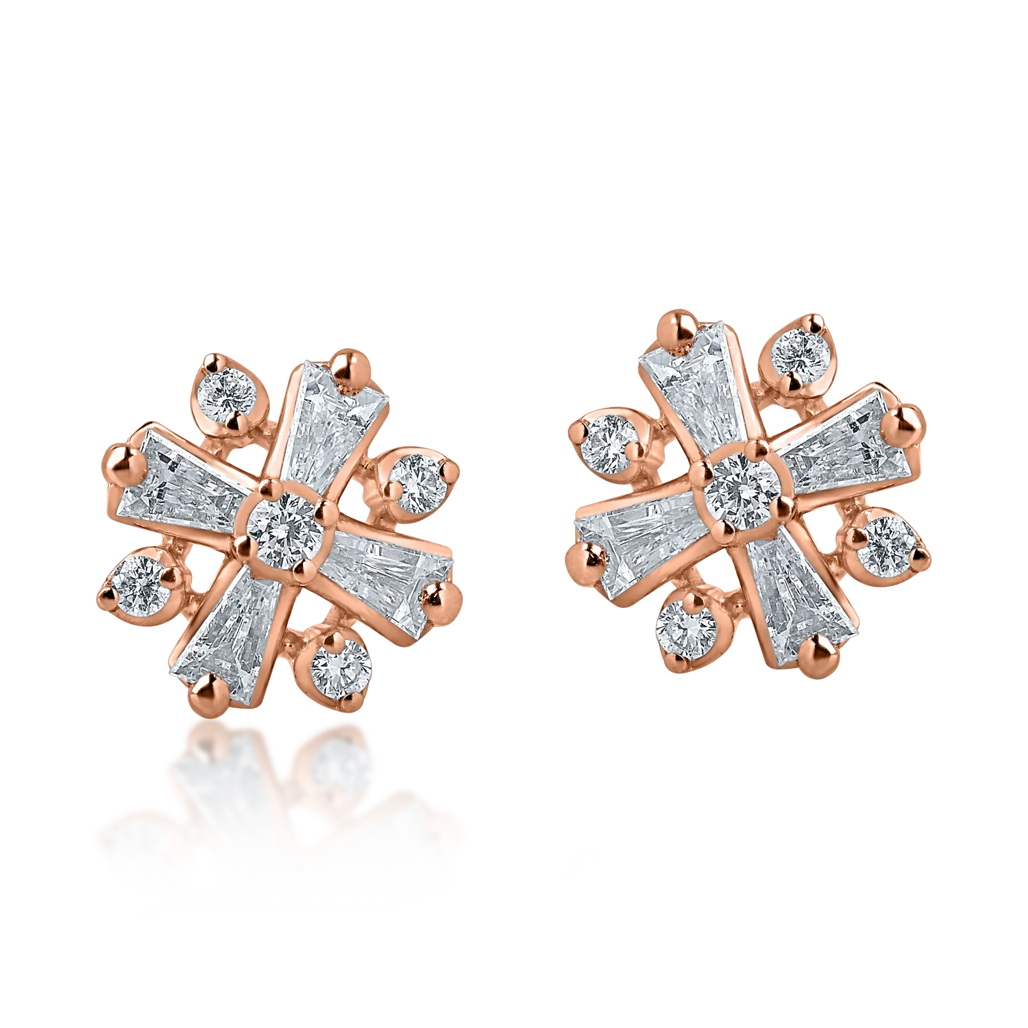 Rózsarany csavaros hátsó fülbevaló 0.35ct gyémántokkal