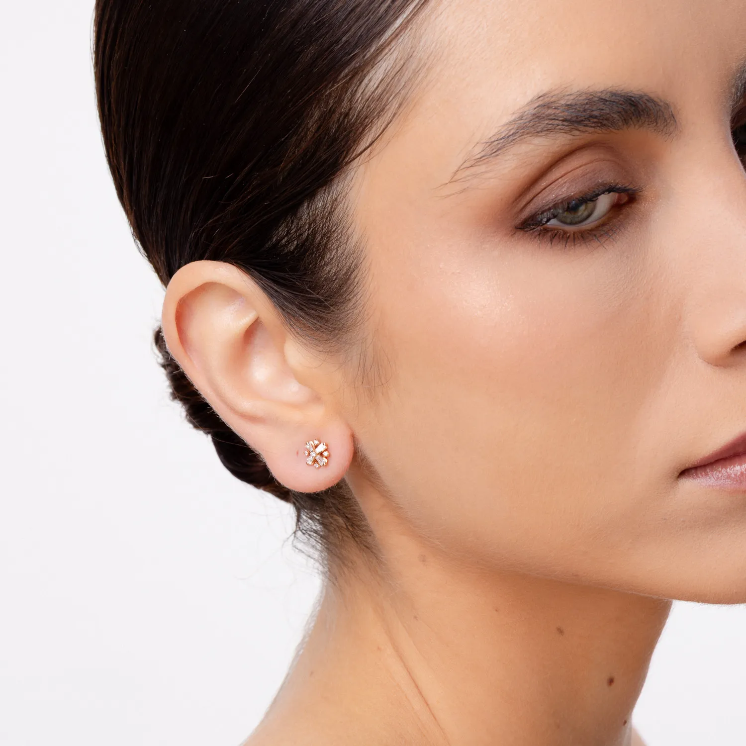 Rose gold screw back earrings with 0.3ct diamonds