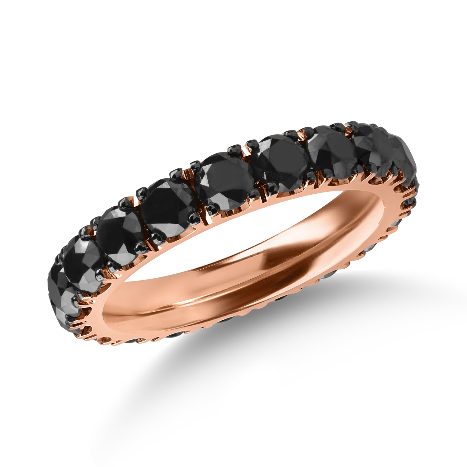 вечен пръстен от розово злато с черни диаманти 3.75кт