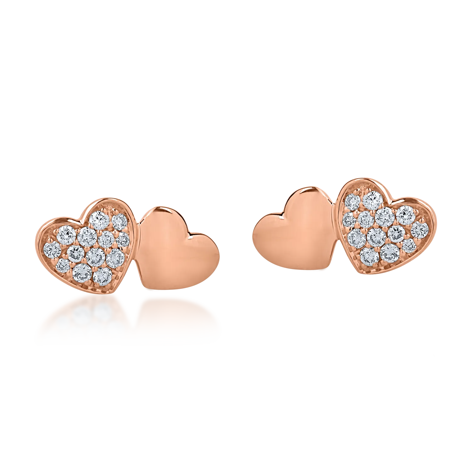 Rose gold heart earrings with 0.12ct diamonds
